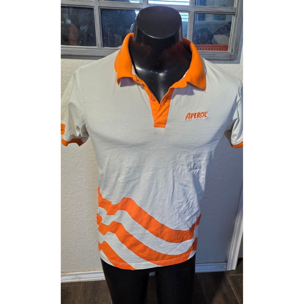 Aperol Spritz Mens Polo Shirt White Orange Organic Cotton Logo Large AP-A1301